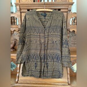 Vintage 90s L. Bates embroidered Geometric Women's tunic size medium